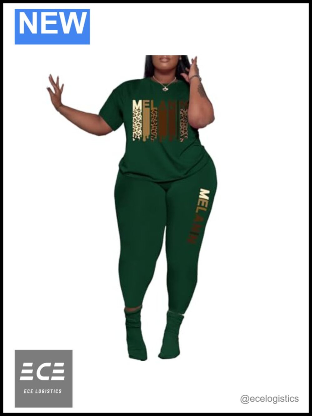 Plus Size 2 Piece Outfits Short Sleeve Top Leggings Set